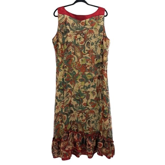 Alain Weiz Silk Frock Dress Metallic Maxi Sleeveless Shift Ruffled Flounce MuMu - Picture 5 of 13